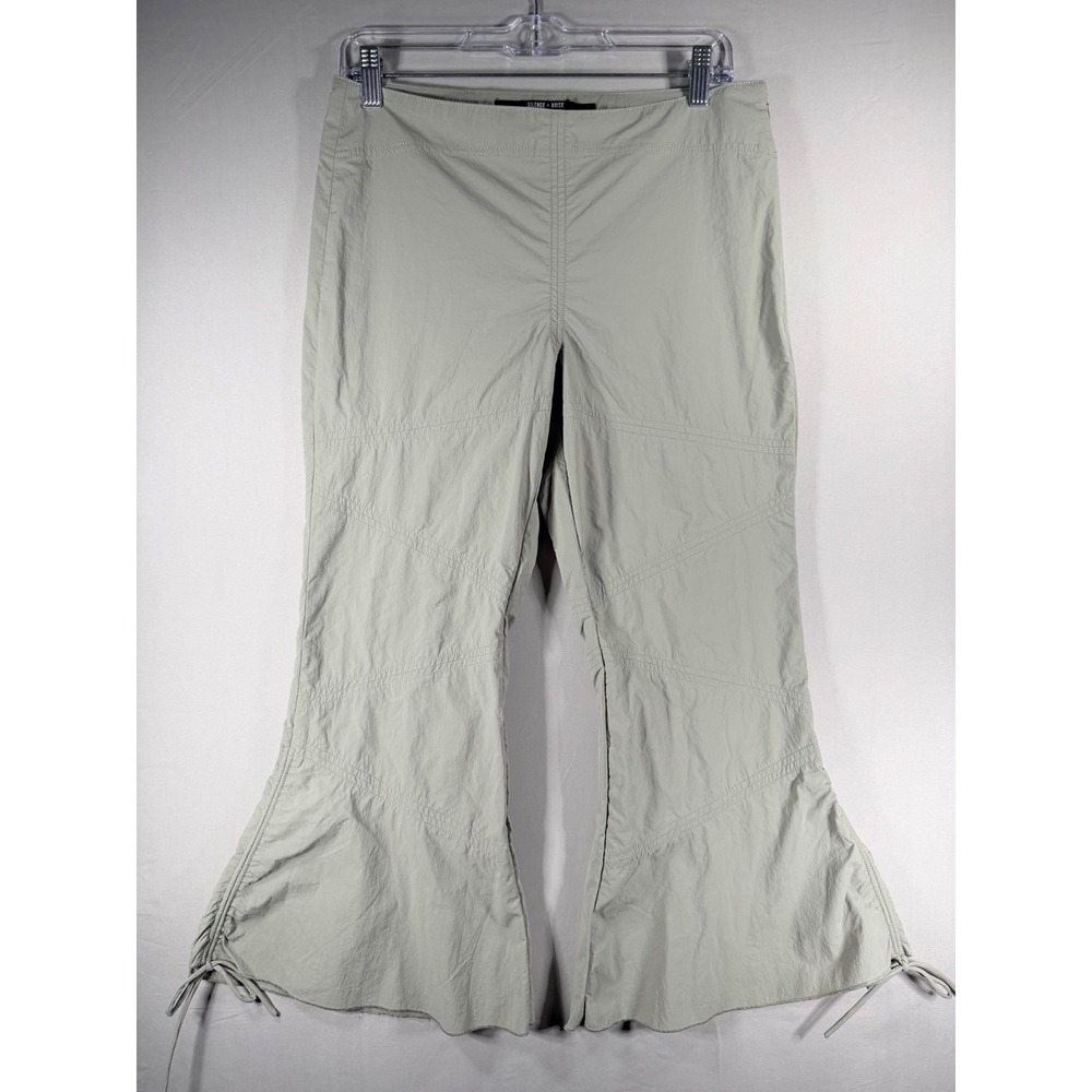 Silence + Noise Women Sage Green Paneled Flare Leg Cinch Hem Pants Size 4 Urban
